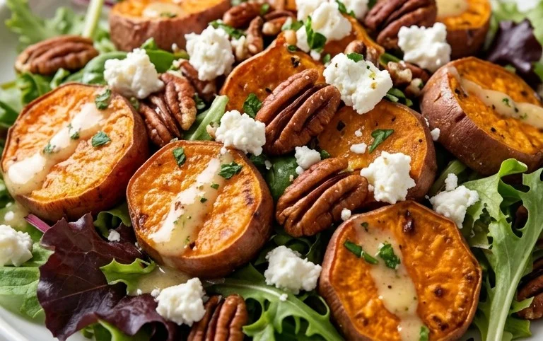 Roast Sweet Potato Goat Cheese Salad
