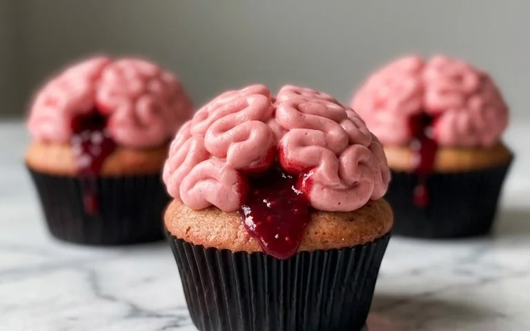 Cupcakes Cerveau Sanguinolent Halloween : Recette Facile